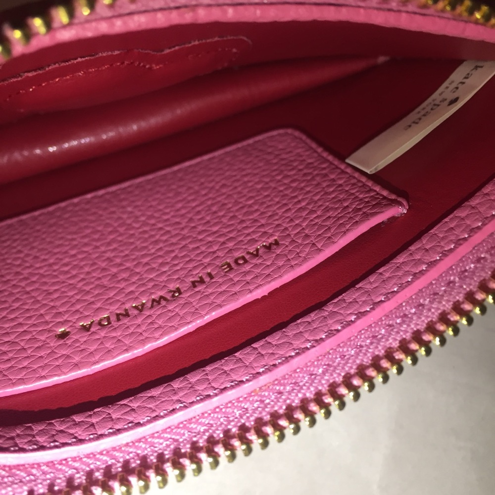 Kate spade mini leather pink Wristlet red hearts - Picture 7 of 8